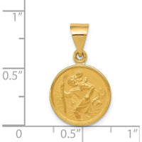 18K Yellow Gold Saint Christopher Medal Round Pendant with Polished and Satin Finish