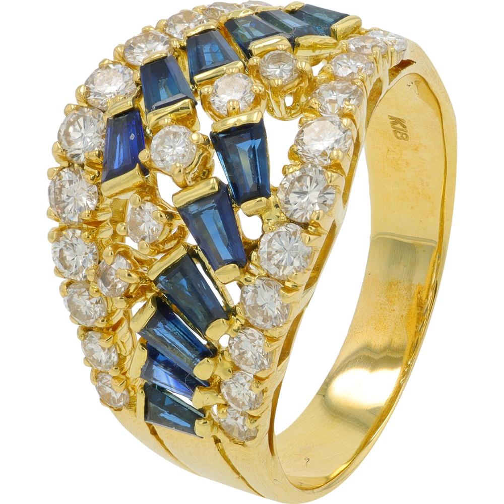 18K Yellow Gold Sapphire and Diamond Band - 1.42 Carat Total Sapphire Weight, 1.47 Carat Total Diamond Weight