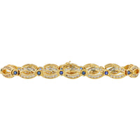 18K Yellow Gold Sapphire and Diamond Bracelet - 1.13 Carat Sapphire, 3.83 Carat Total Diamond Weight