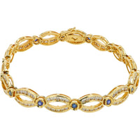 18K Yellow Gold Sapphire and Diamond Bracelet - 1.13 Carat Sapphire, 3.83 Carat Total Diamond Weight