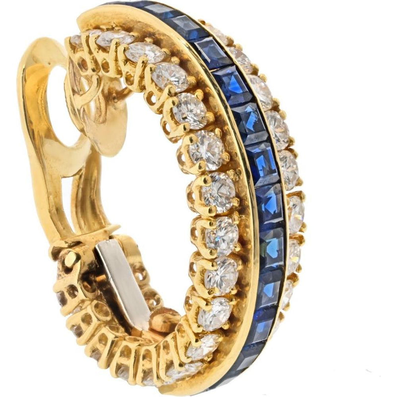 Van Cleef Arpels 18K Yellow Gold Sapphire and Diamond Hoop