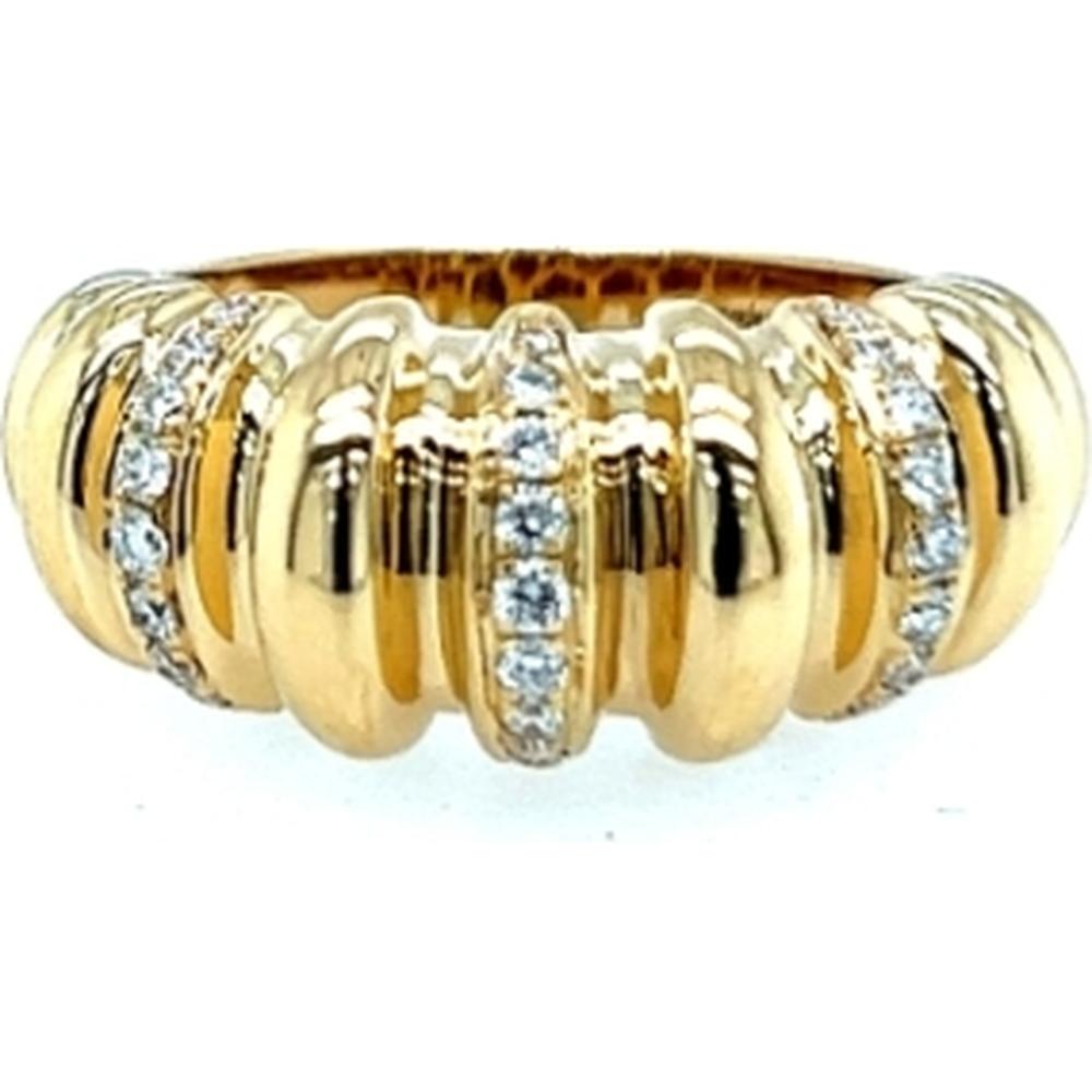 18K Yellow Gold Sculpted Diamond Band Ring by Afarin