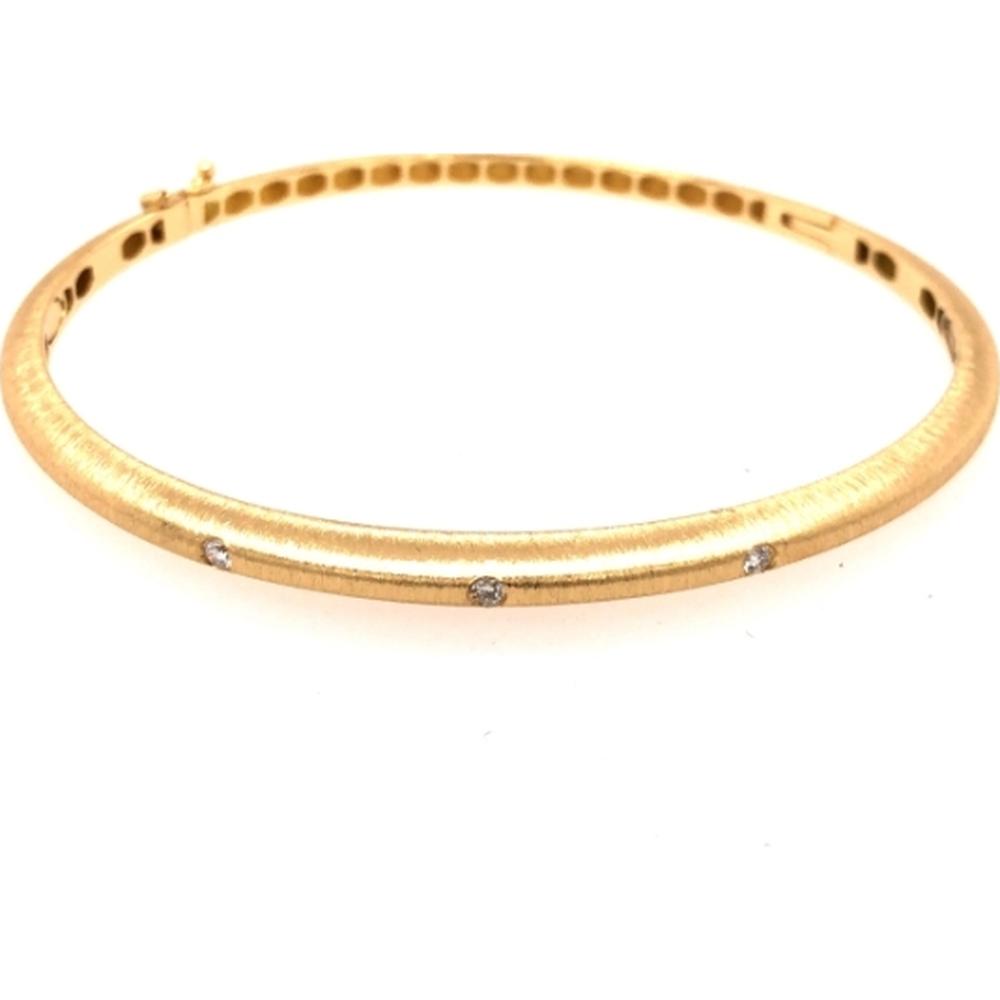 18K Yellow Gold Slim Diamond Bangle Bracelet by Afarin