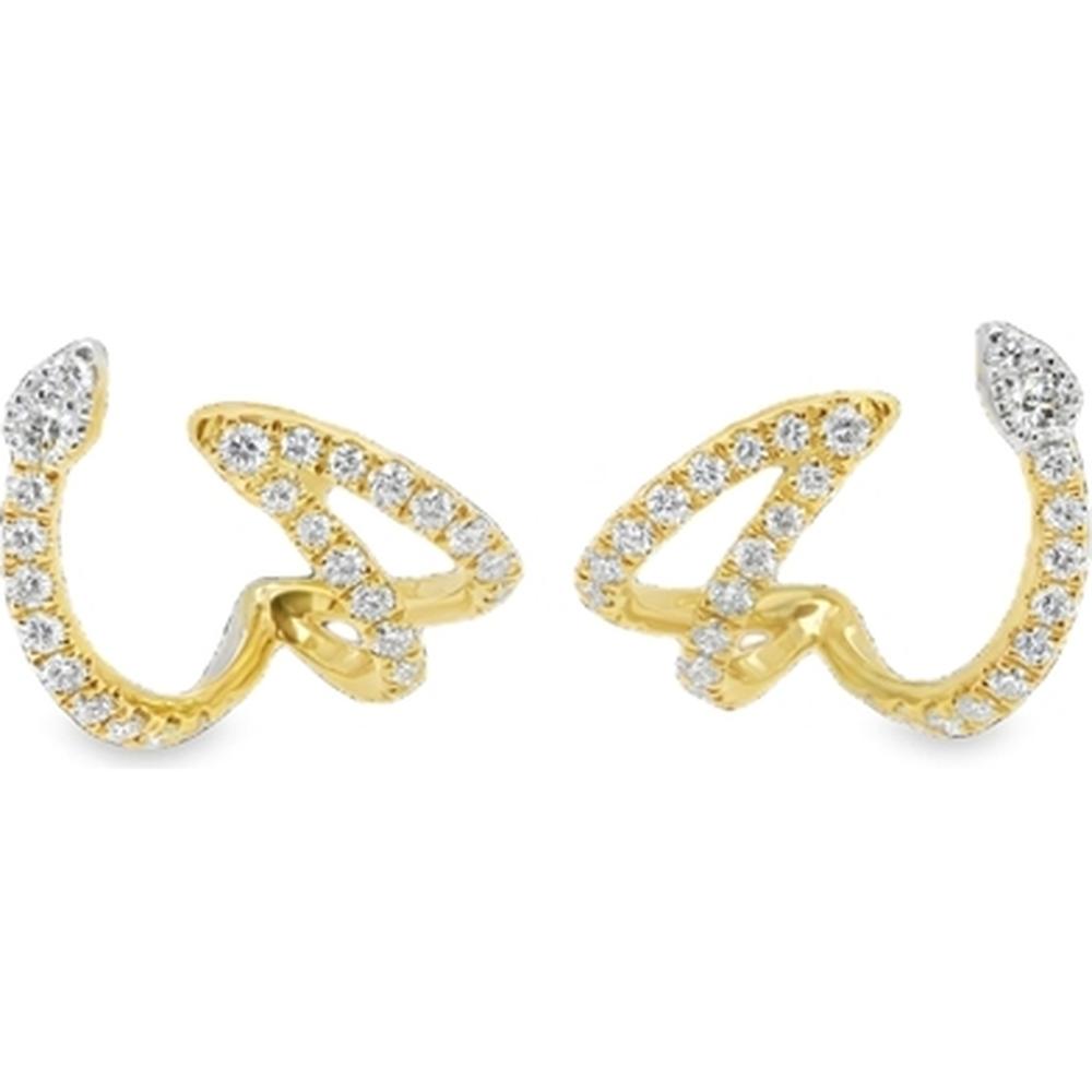 18K Yellow Gold Snake Motif Diamond Earrings by Afarin