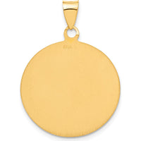 18K Yellow Gold Solid Large Saint Christopher Medal Pendant with Polished and Satin Finish - 29.5mm Length