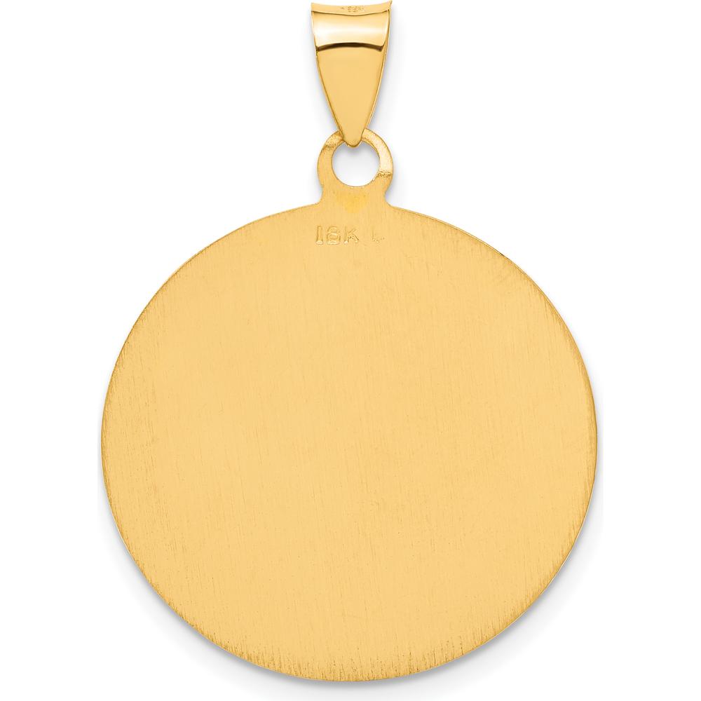 18K Yellow Gold Solid Large Saint Christopher Medal Pendant with Polished and Satin Finish - 29.5mm Length