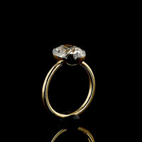 18K Yellow Gold Solitaire Ring with 2.74 Carat Cushion Brilliant Lab-Grown Diamond, Black Rhodium Accent & IGI Certification - Covaloro Fine Jewelry