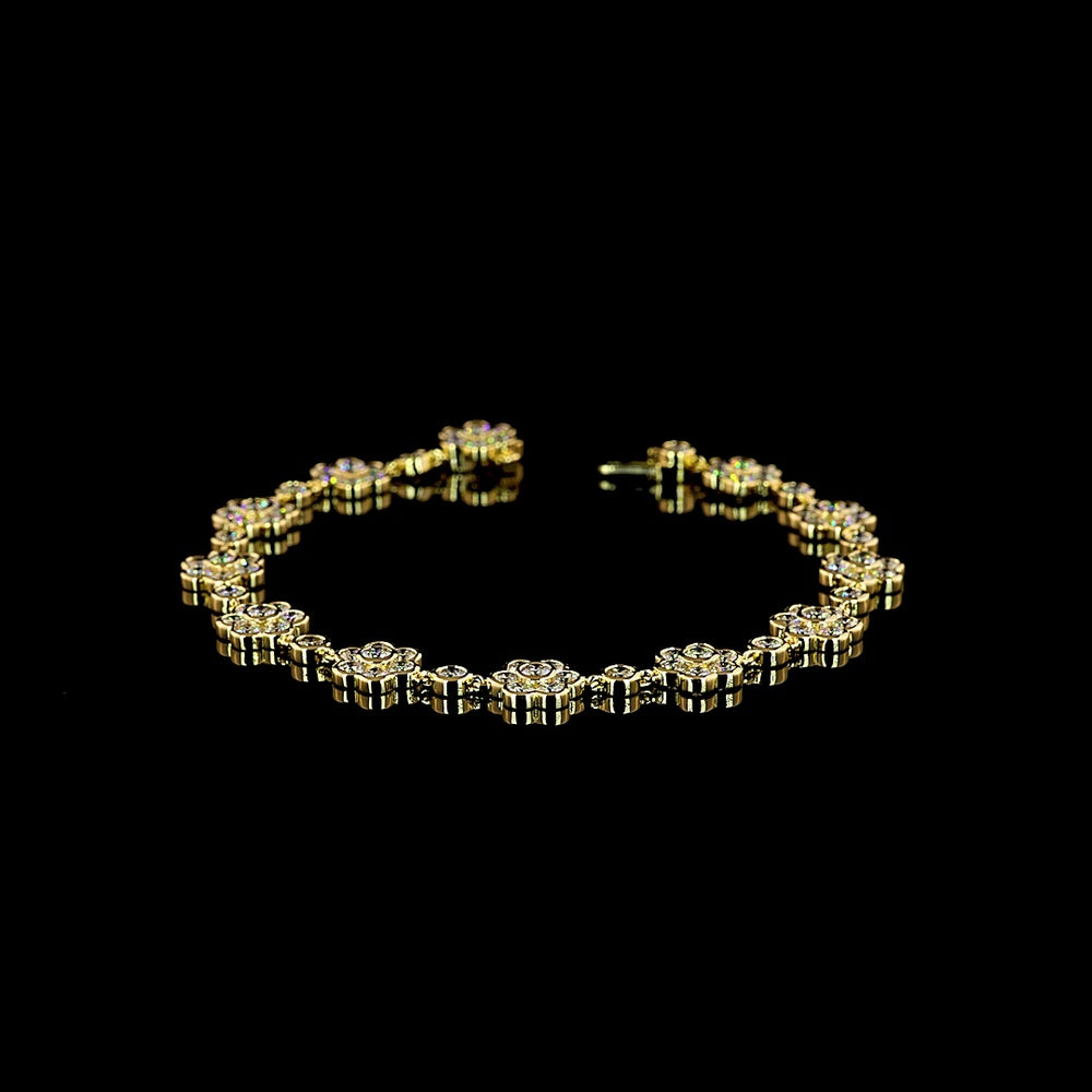 18K Yellow Gold Special Link Bracelet with 96 Bezel Set Round Lab Diamonds - 8.01 Carat Total Diamond Weight - Covaloro Fine Jewelry