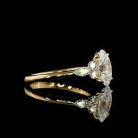 18K Yellow Gold Special Ring with 2.02 Carat Oval Cut Lab Diamond and Marquise and Round Side Stones - 2.43 Carat Total Diamond Weight - Covaloro Fine Jewelry
