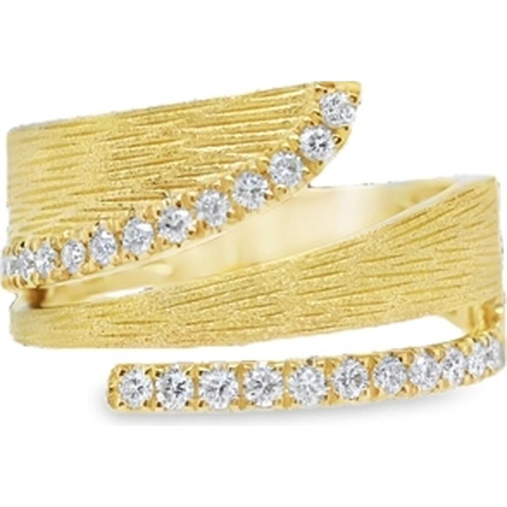 18K Yellow Gold Spiral Wrap Ring with Round Diamond Accents by Afarin