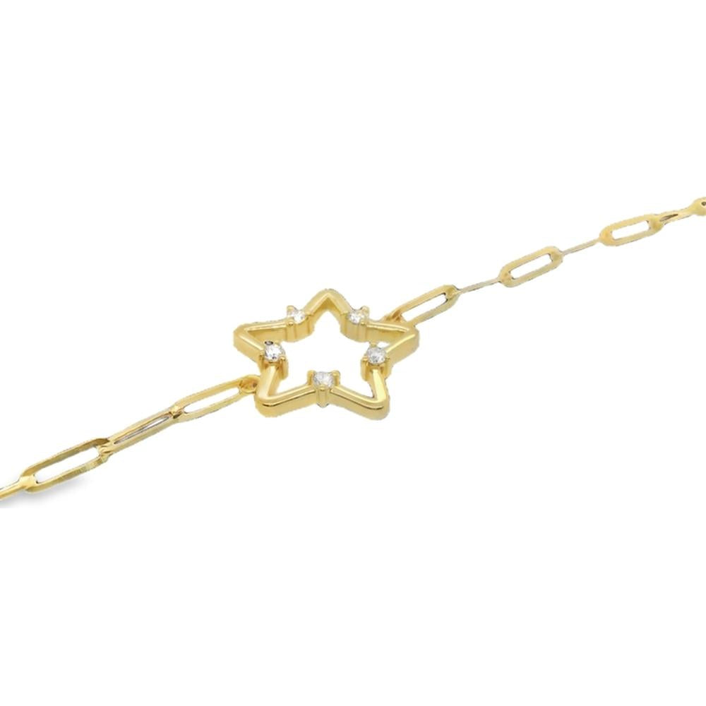 18K Yellow Gold Star Motif Bracelet with Diamond Accents by Afarin