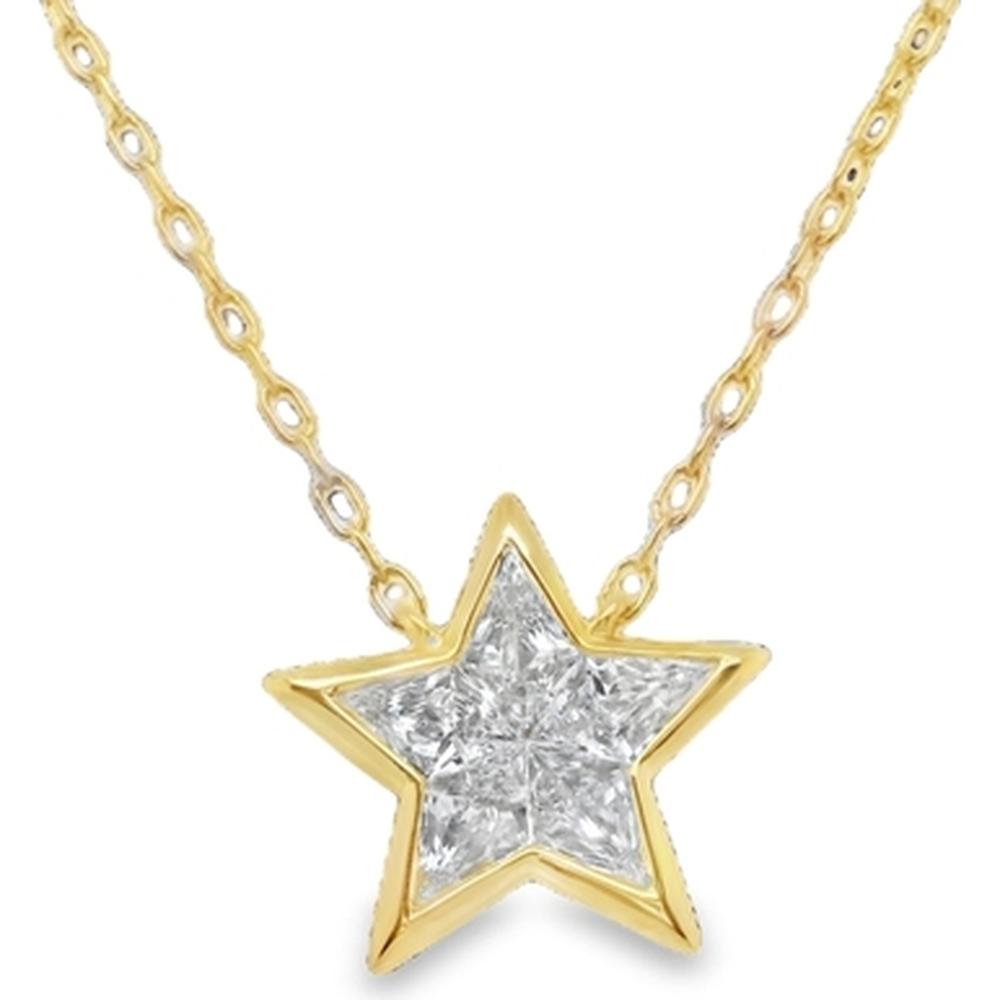 18K Yellow Gold Star Pendant Necklace with Diamond-Set Center by Afarin
