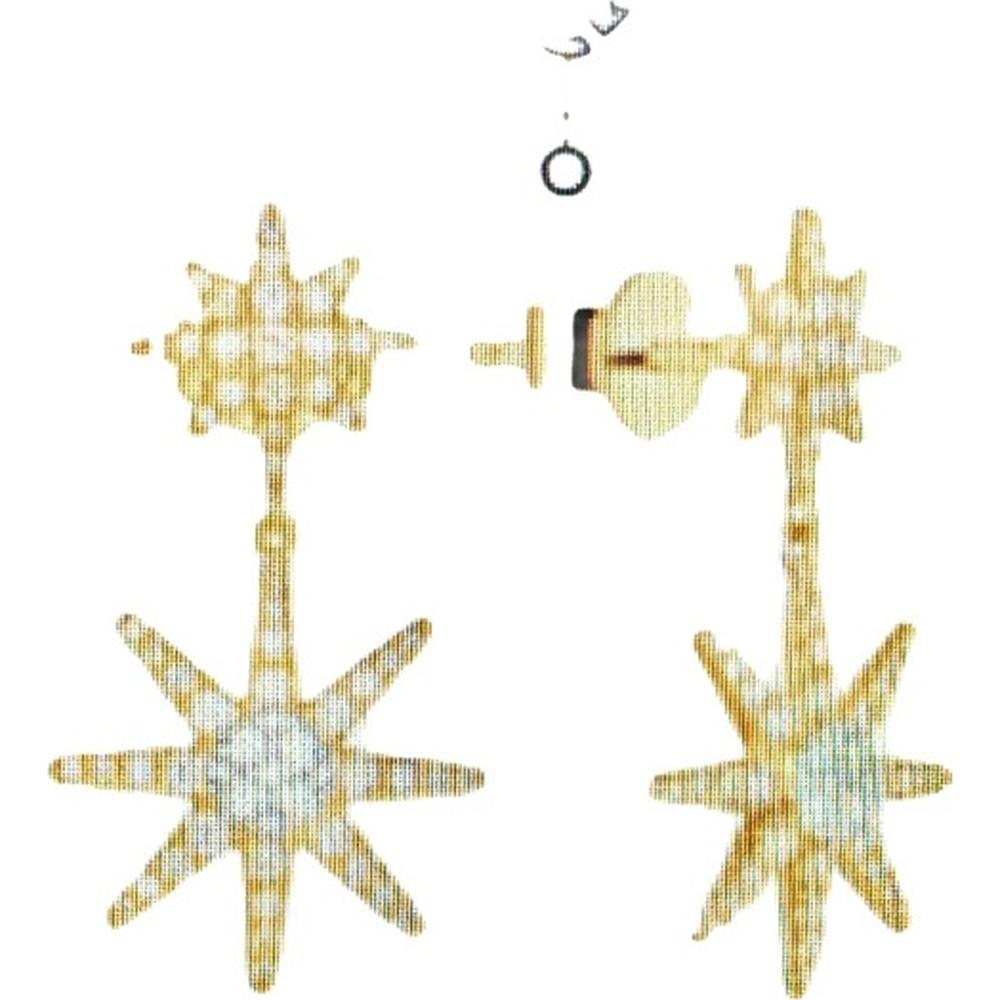 18K Yellow Gold Starburst Drop Earrings with Diamond Accents by Afarin
