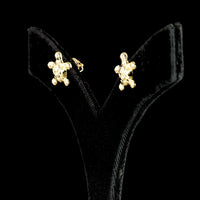 18K Yellow Gold Starfish Stud Earrings with Flush Set Lab-Grown Round Diamonds - 0.03 Carat Total Diamond Weight - Covaloro Fine Jewelry