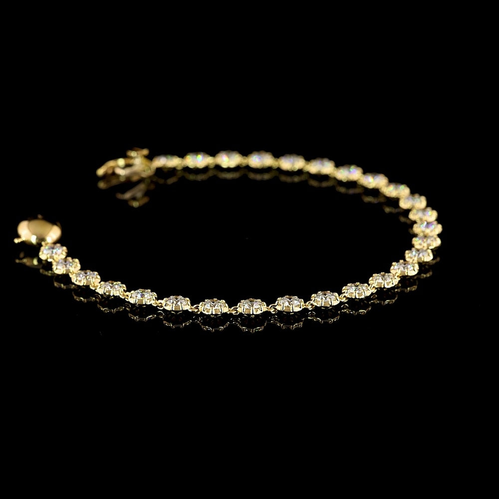 18K Yellow Gold Station Bracelet with 27 Bezel-Prong Set Round Lab Diamonds - 3.82 Carat Total Weight, E-F Color VS2 Clarity - Covaloro Fine Jewelry