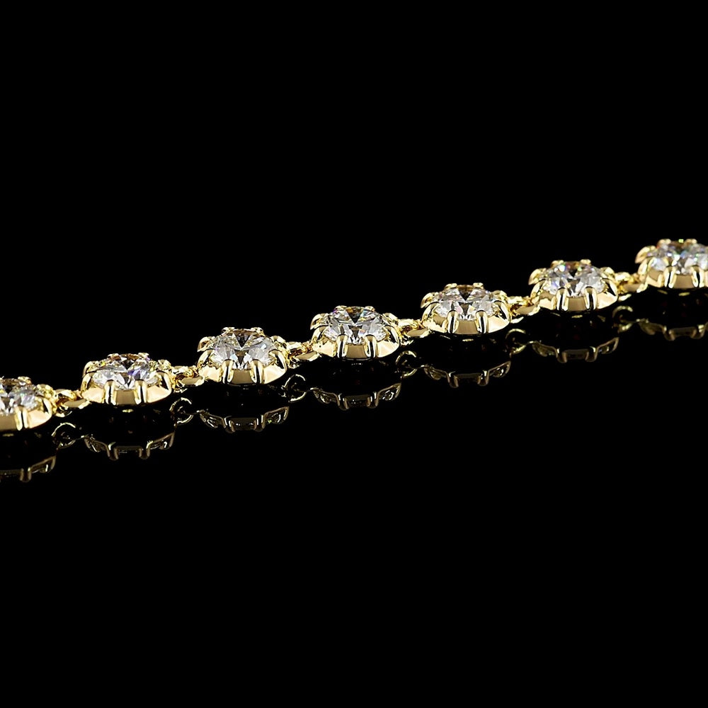 18K Yellow Gold Station Bracelet with 27 Bezel-Prong Set Round Lab Diamonds - 3.82 Carat Total Weight, E-F Color VS2 Clarity - Covaloro Fine Jewelry