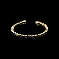 18K Yellow Gold Station Bracelet with Bezel and Prong Set Round Lab Diamonds - 4.11 Carats Total Diamond Weight - Covaloro Fine Jewelry