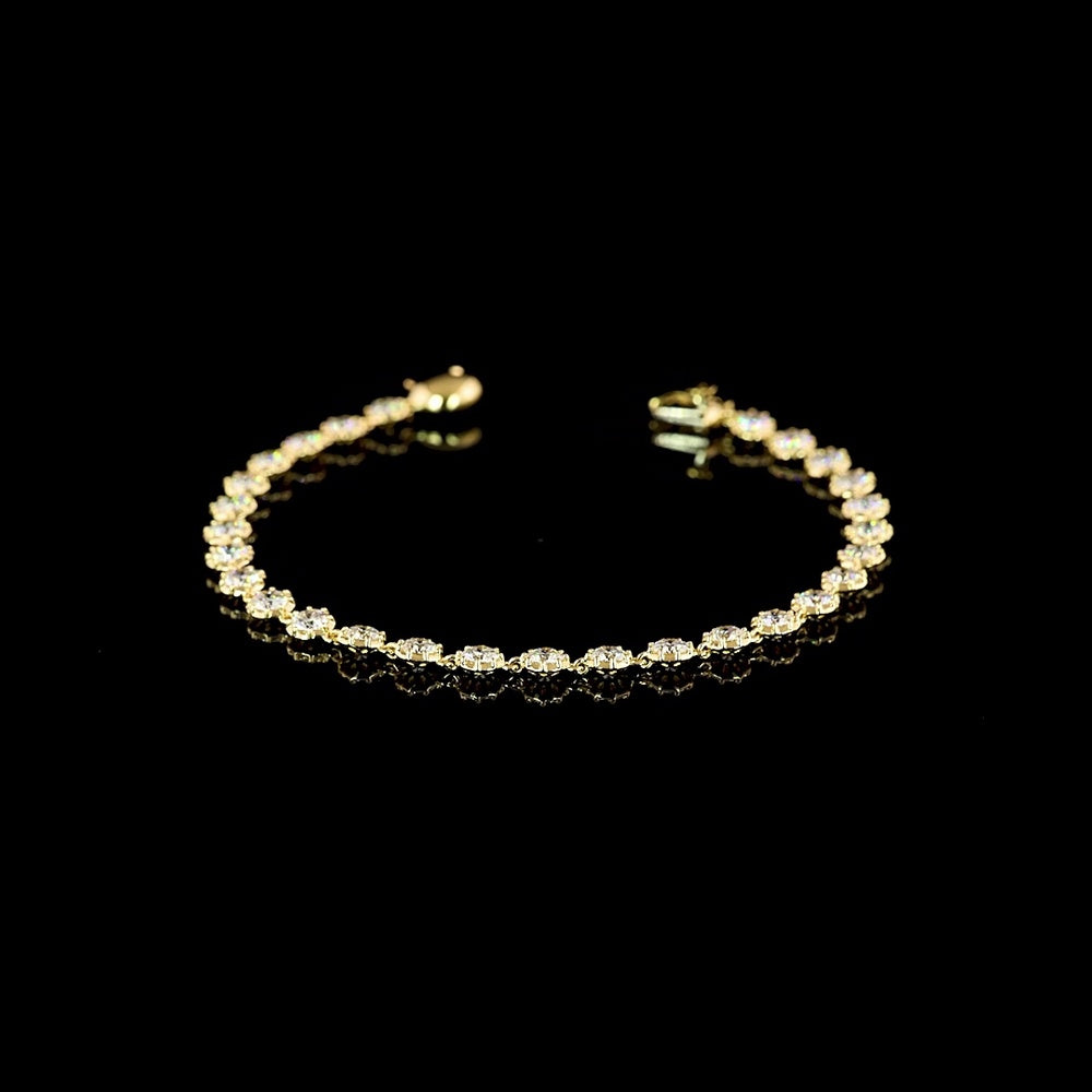 18K Yellow Gold Station Bracelet with Bezel and Prong Set Round Lab Diamonds - 4.11 Carats Total Diamond Weight - Covaloro Fine Jewelry