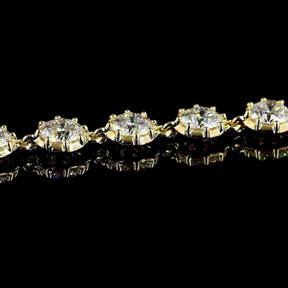 18K Yellow Gold Station Bracelet with Bezel and Prong Set Round Lab Diamonds - 4.11 Carats Total Diamond Weight - Covaloro Fine Jewelry
