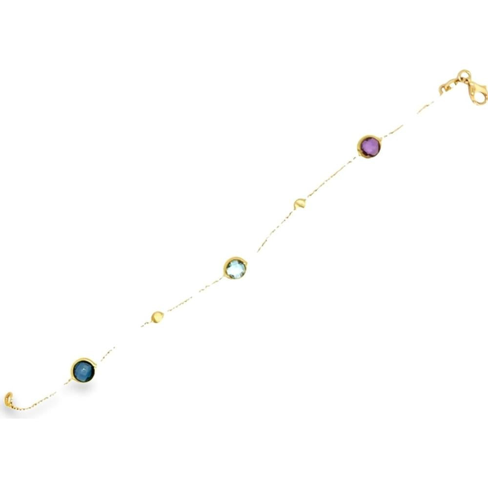 18K Yellow Gold Station Bracelet with Multi-Color Semi-Precious Gemstones by Afarin