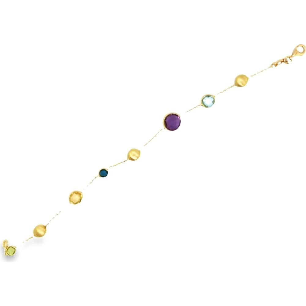 18K Yellow Gold Station Bracelet with Multi Semi-Precious Gemstones by Afarin