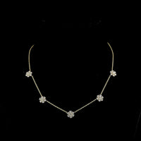 18K Yellow Gold Station Necklace with 2.9 Carat Lab Grown Round Brilliant Cut Diamonds - E-F Color, VS1 Clarity Floral Motif - Covaloro Fine Jewelry