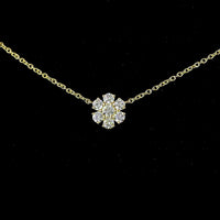 18K Yellow Gold Station Necklace with 2.9 Carat Lab Grown Round Brilliant Cut Diamonds - E-F Color, VS1 Clarity Floral Motif - Covaloro Fine Jewelry