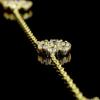 18K Yellow Gold Station Necklace with 2.9 Carat Lab Grown Round Brilliant Cut Diamonds - E-F Color, VS1 Clarity Floral Motif - Covaloro Fine Jewelry