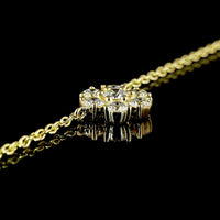 18K Yellow Gold Station Necklace with 2.9 Carat Lab Grown Round Brilliant Cut Diamonds - E-F Color, VS1 Clarity Floral Motif - Covaloro Fine Jewelry