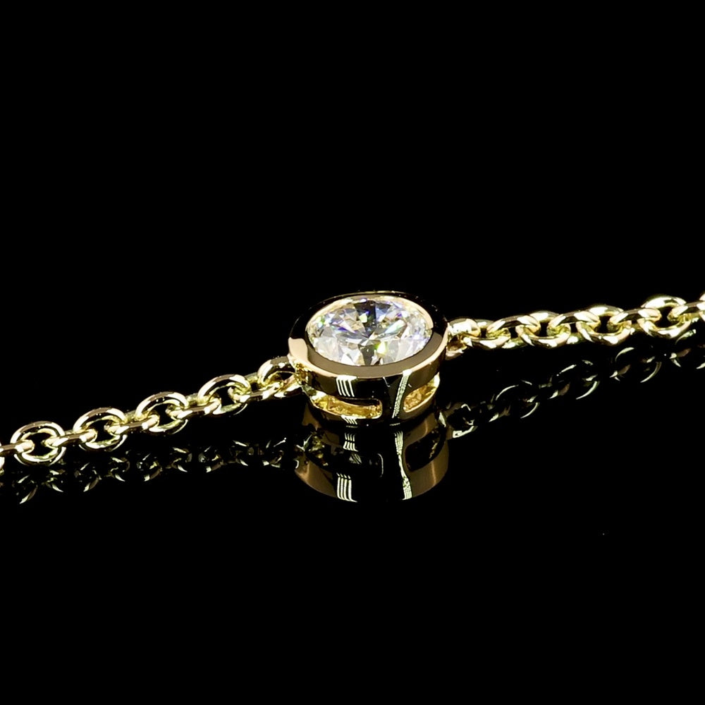 18K Yellow Gold Station Necklace with Bezel-Set Round Lab Diamonds - 1.99 Carat Total Weight, D VS1 Quality - Covaloro Fine Jewelry