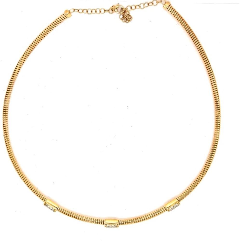 18K Yellow Gold Station Necklace with Diamond Accents by Afarin