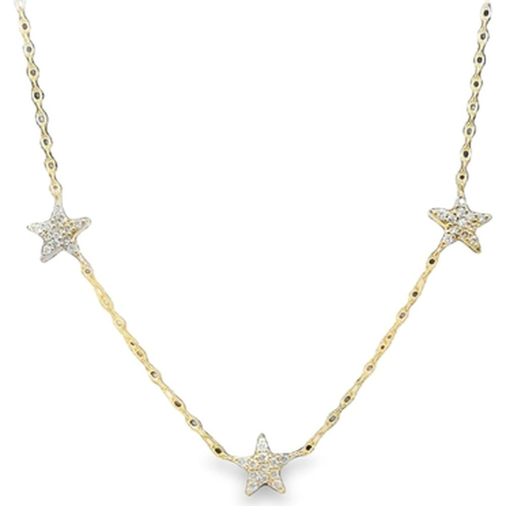 18K Yellow Gold Station Necklace with Diamond Star Motifs by Afarin