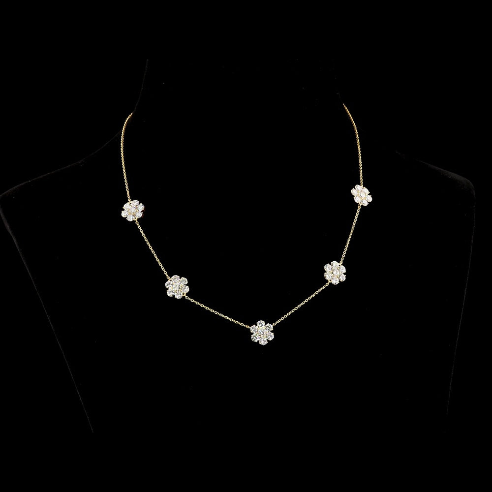 18K Yellow Gold Station Necklace with Round Brilliant Cut Lab Diamonds - 4.98 Carat Total Diamond Weight - Covaloro Fine Jewelry