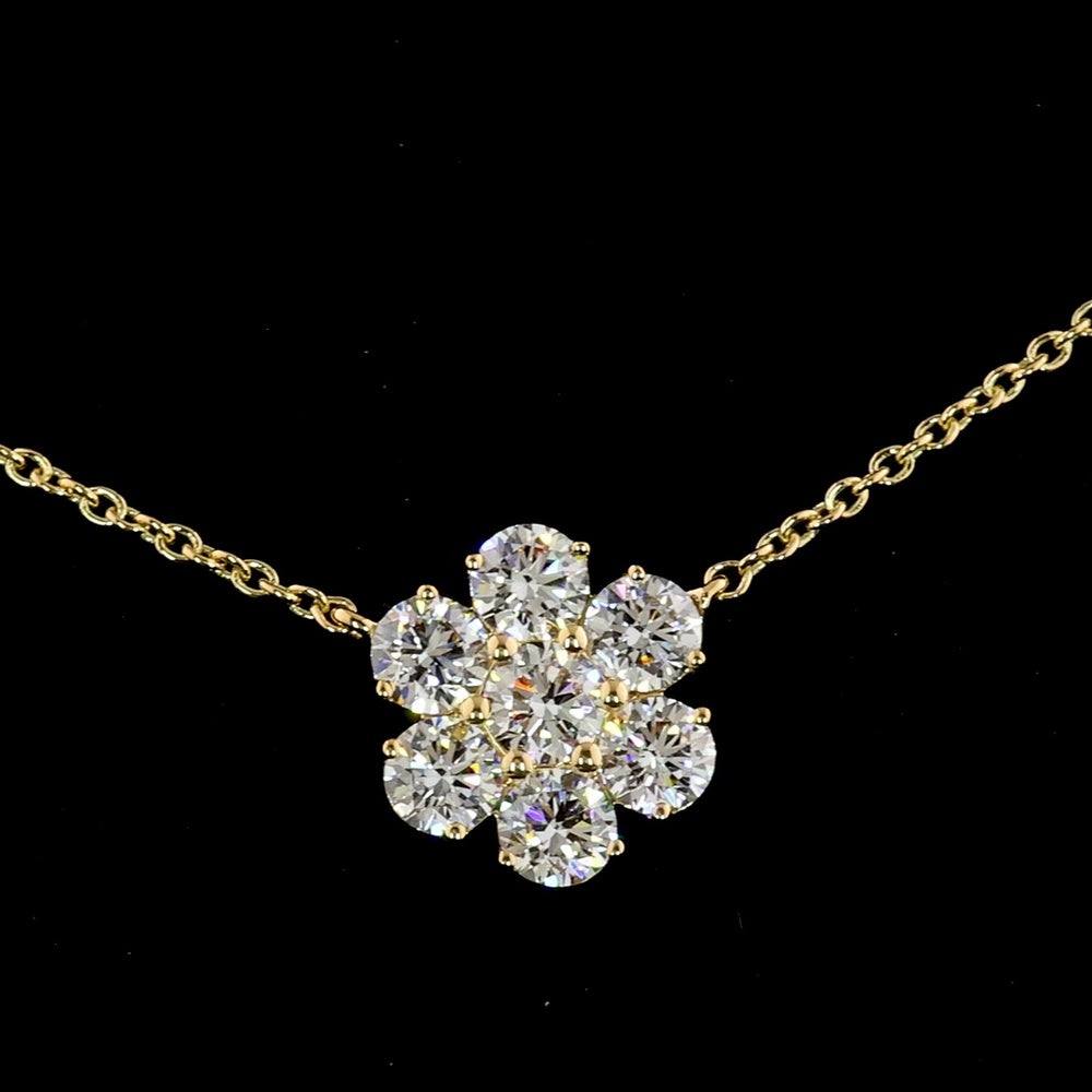 18K Yellow Gold Station Necklace with Round Brilliant Cut Lab Diamonds - 4.98 Carat Total Diamond Weight - Covaloro Fine Jewelry