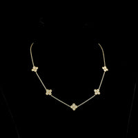 18K Yellow Gold Station Necklace with Round Lab-Grown Diamond Floral Motifs - 1.73 Carat Total Diamond Weight, E-F VS Clarity - Covaloro Fine Jewelry