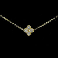 18K Yellow Gold Station Necklace with Round Lab-Grown Diamond Floral Motifs - 1.73 Carat Total Diamond Weight, E-F VS Clarity - Covaloro Fine Jewelry