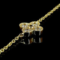 18K Yellow Gold Station Necklace with Round Lab-Grown Diamond Floral Motifs - 1.73 Carat Total Diamond Weight, E-F VS Clarity - Covaloro Fine Jewelry