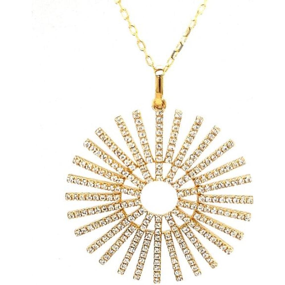 18K Yellow Gold Sunburst Pendant with Diamonds by Afarin