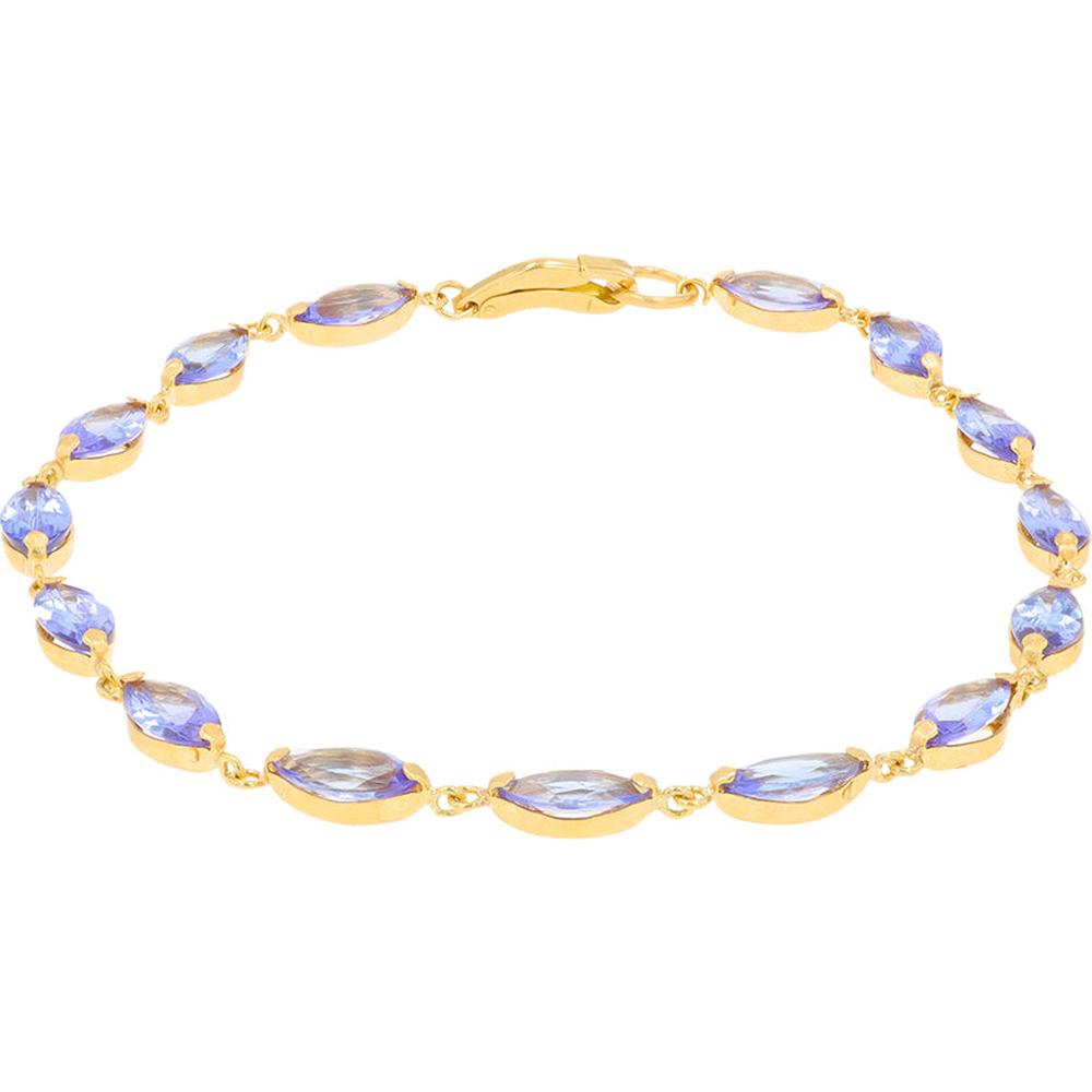 18K Yellow Gold Tanzanite Tennis Bracelet with Marquise Cut Tanzanite Stones - 4.80 Carat Total Carat Weight