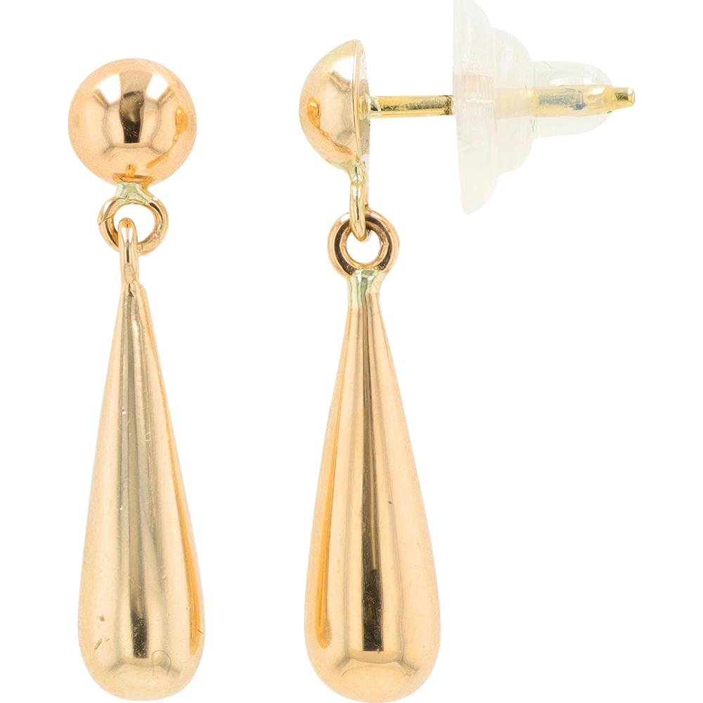 18K Yellow Gold Teardrop Drop Earrings - 5.25g Total Weight