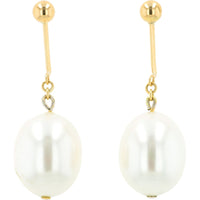 18K Yellow Gold Teardrop Pearl Drop Earrings with Secure Post Backs