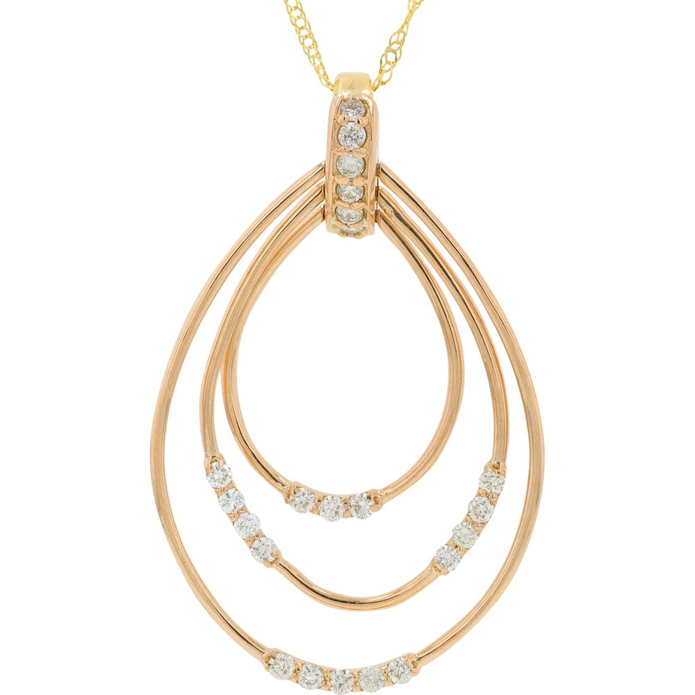 18K Yellow Gold Teardrop Pendant with Bead-Set Round Diamonds - 0.30 Carat Total Diamond Weight