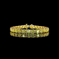 18K Yellow Gold Tennis Bracelet with 28 Round Brilliant Cut Fancy Vivid Yellow Lab Diamonds - 29.68 Carat Total Weight - Covaloro Fine Jewelry