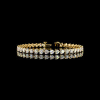 18K Yellow Gold Tennis Bracelet with 40 Prong Set Round Brilliant Cut Lab Diamonds - 8.19 Carat Total Diamond Weight, E-F Color VS Clarity - Covaloro Fine Jewelry