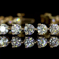 18K Yellow Gold Tennis Bracelet with 40 Prong Set Round Brilliant Cut Lab Diamonds - 8.19 Carat Total Diamond Weight, E-F Color VS Clarity - Covaloro Fine Jewelry