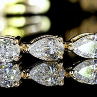 18K Yellow Gold Tennis Bracelet with East-West Set Pear Shaped Lab Diamonds - 3.85 Carats Total Weight, E-F Color, VS Clarity - Covaloro Fine Jewelry