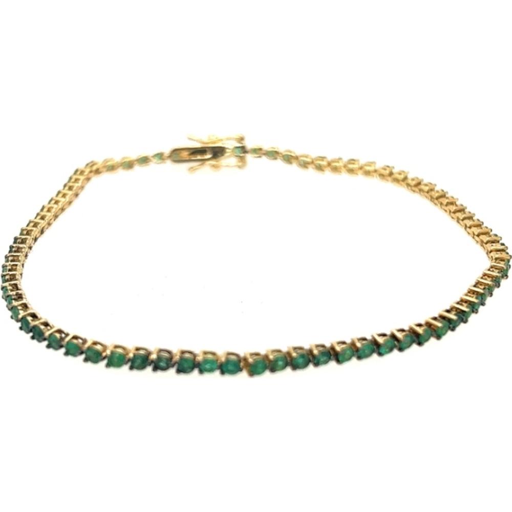 18K Yellow Gold Tennis Bracelet with Emeralds by Afarin