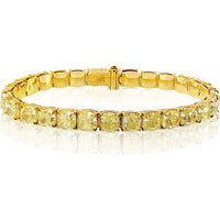 18K Yellow Gold Tennis Bracelet with GIA-Certified Fancy Light Yellow Diamonds - 32.44 Carats Total Diamond Weight