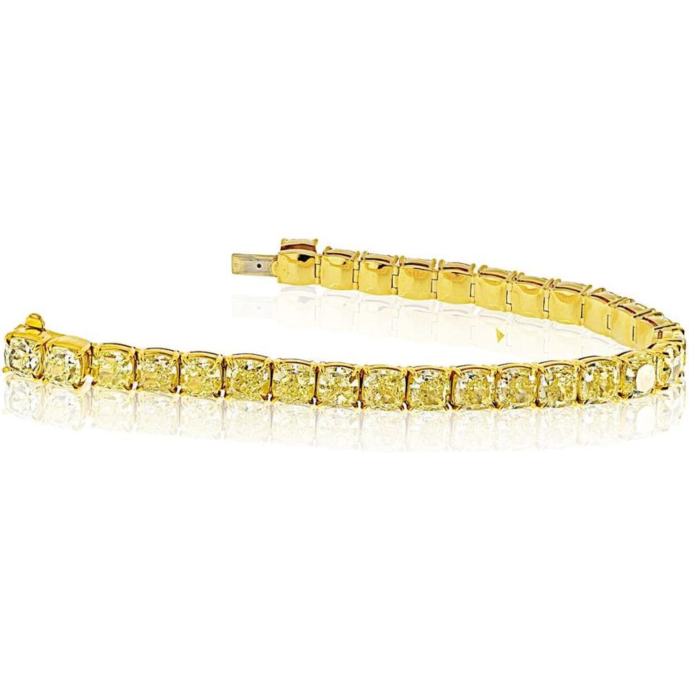 18K Yellow Gold Tennis Bracelet with GIA-Certified Fancy Light Yellow Diamonds - 32.44 Carats Total Diamond Weight