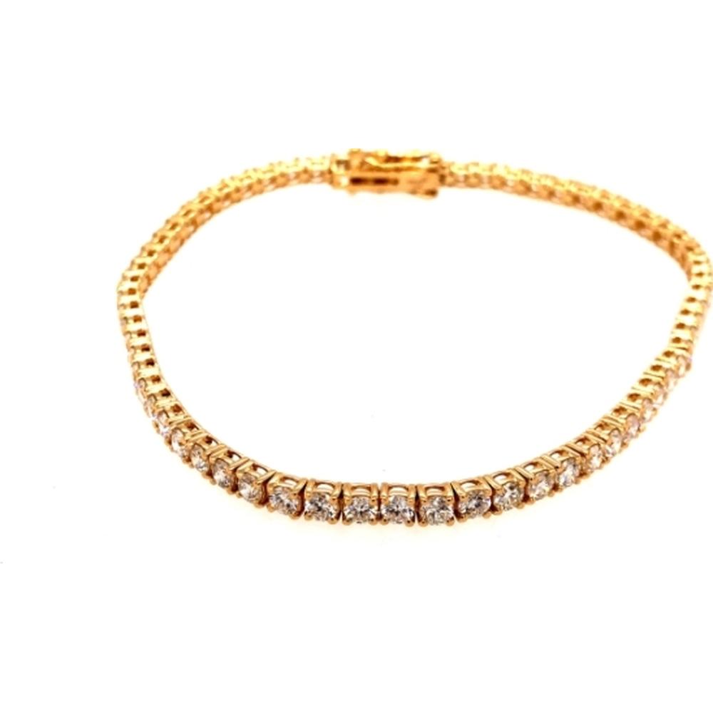 18K Yellow Gold Tennis Bracelet with Prong-Set Round Diamonds by Afarin